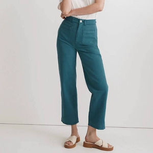 Madewell Emmett 2.0 Wide-Leg Crop Pants Sz 32 Coastal Sea Teal Blue